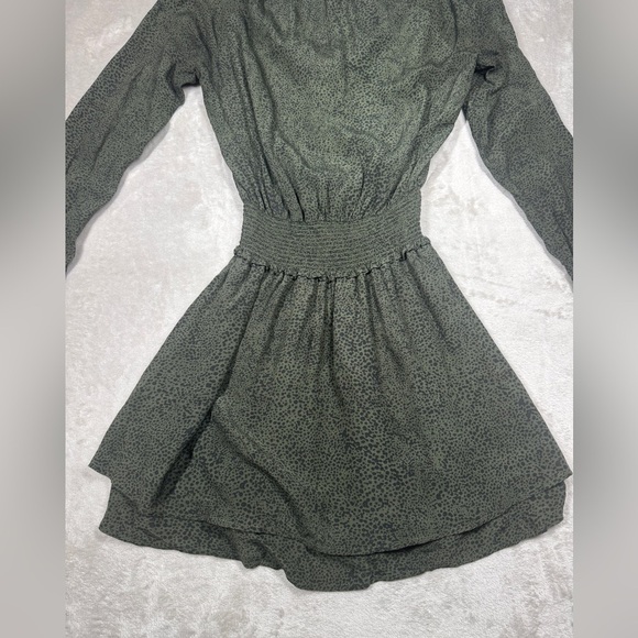 Rails Jasmine Olive Speckled Tiered Button Front Mini Boho Green Dress Size XS - Picture 14 of 16